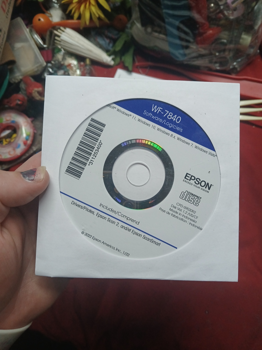 Epson WF-7840 Driver CD in White and Blue